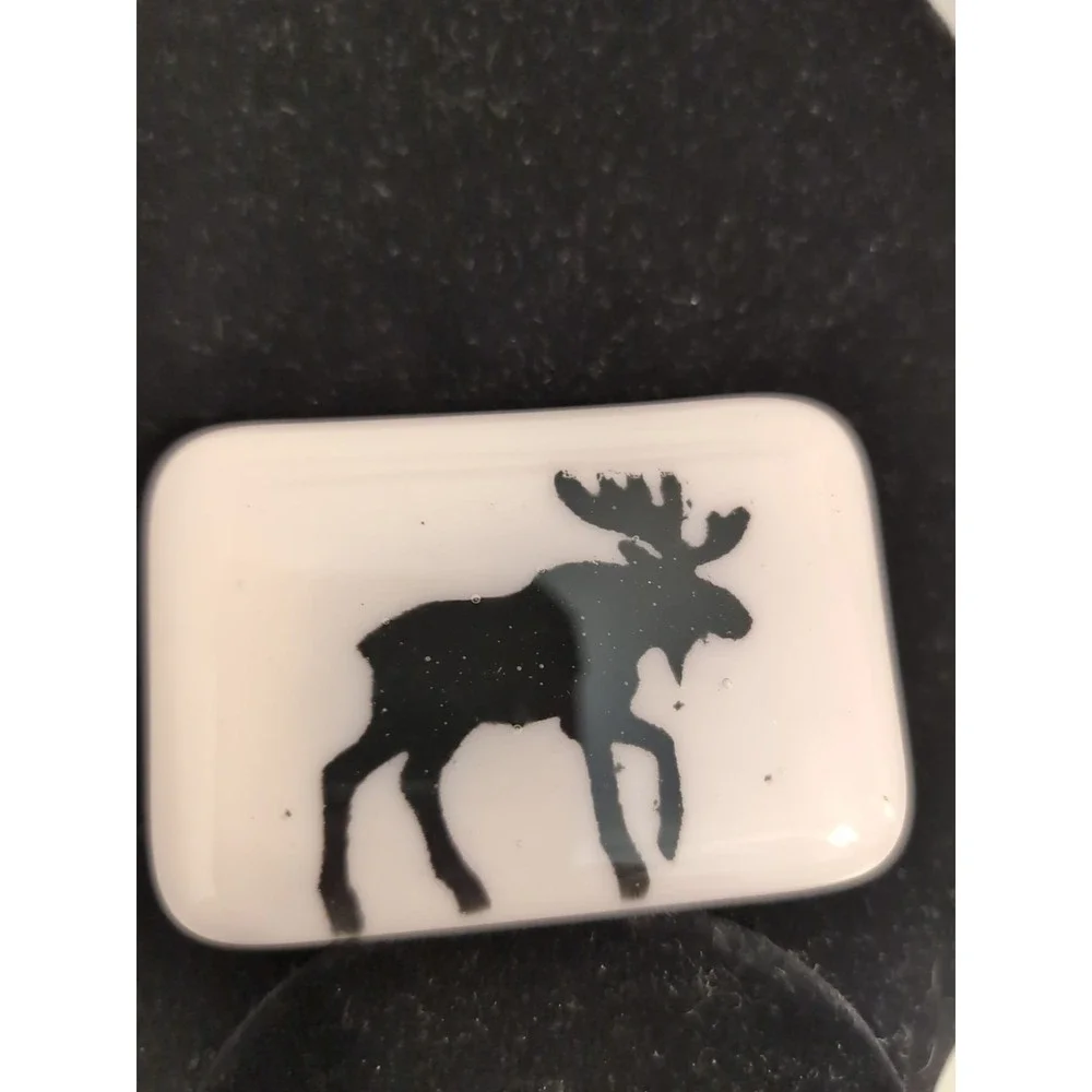 Handmade Signed Belt Buckle‎ w/Moose Image Pale Lavender Western Cowboy Cowgirl
